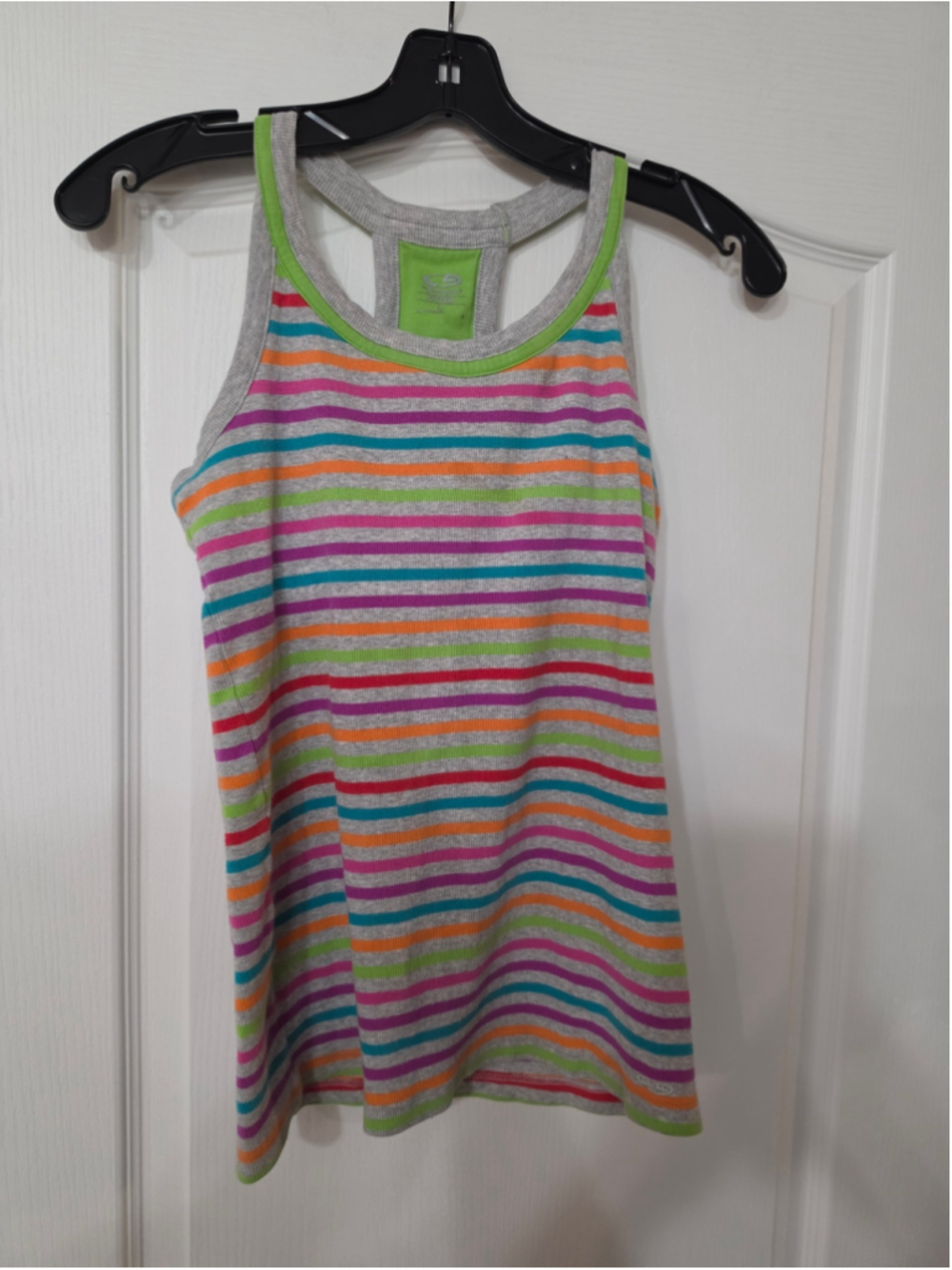 C9 by Champion Women's Large Fitted Racerback Tank Top Neon Striped
